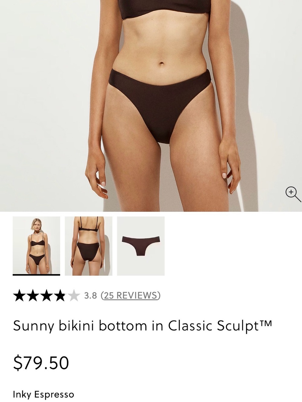 J. Crew Sunny Bikini Bottom in Classic Sculpt. Size Medium